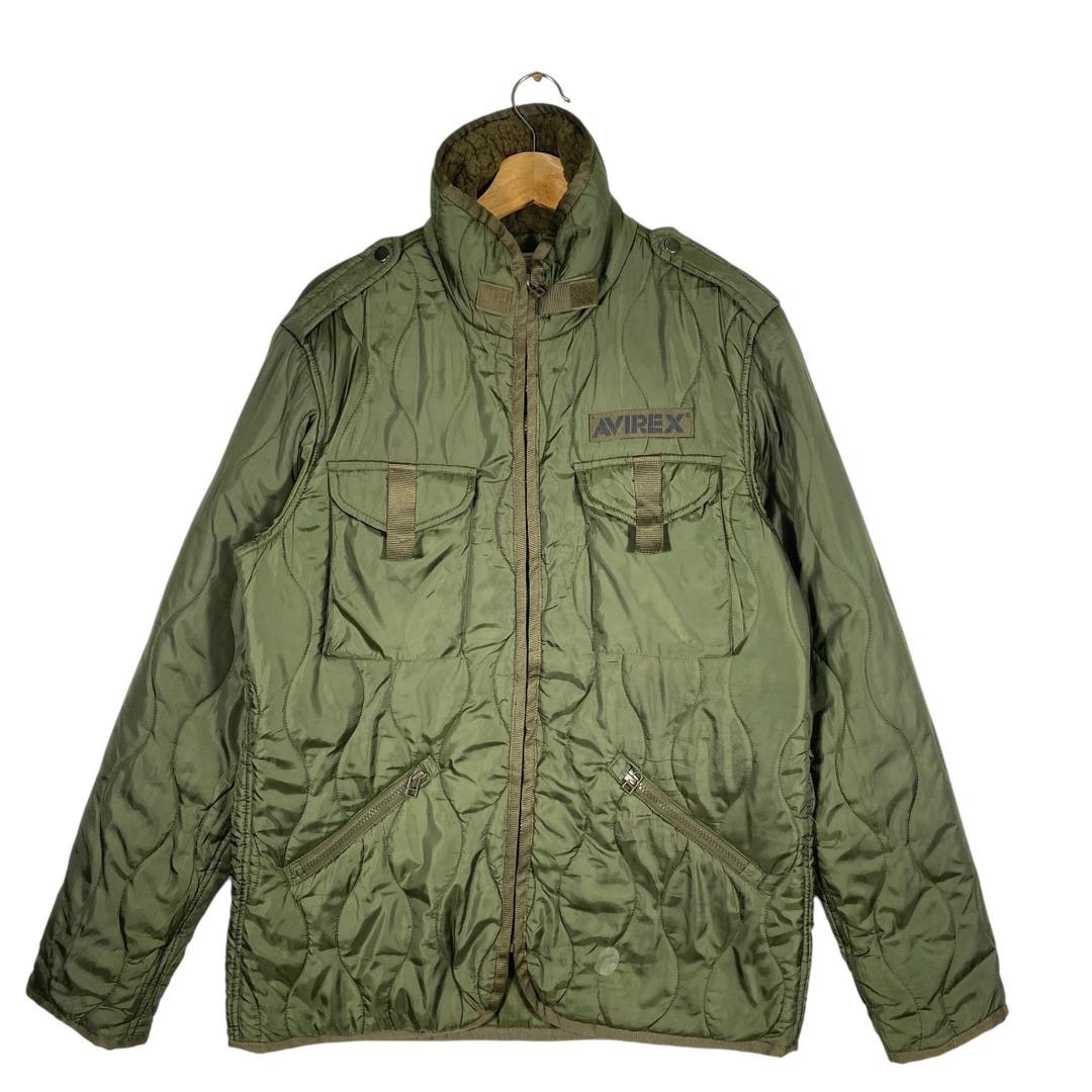 ジャケット・アウター AVIREX Military Field Jacket 90s Vintage Avirex Quilted Zipper Jacket L Size Green Army Colour - Etsy