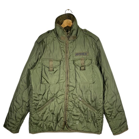 ジャケット・アウター AVIREX Military Field Jacket 90s Vintage Avirex Quilted Zipper Jacket L Size Green Army Colour - Etsy