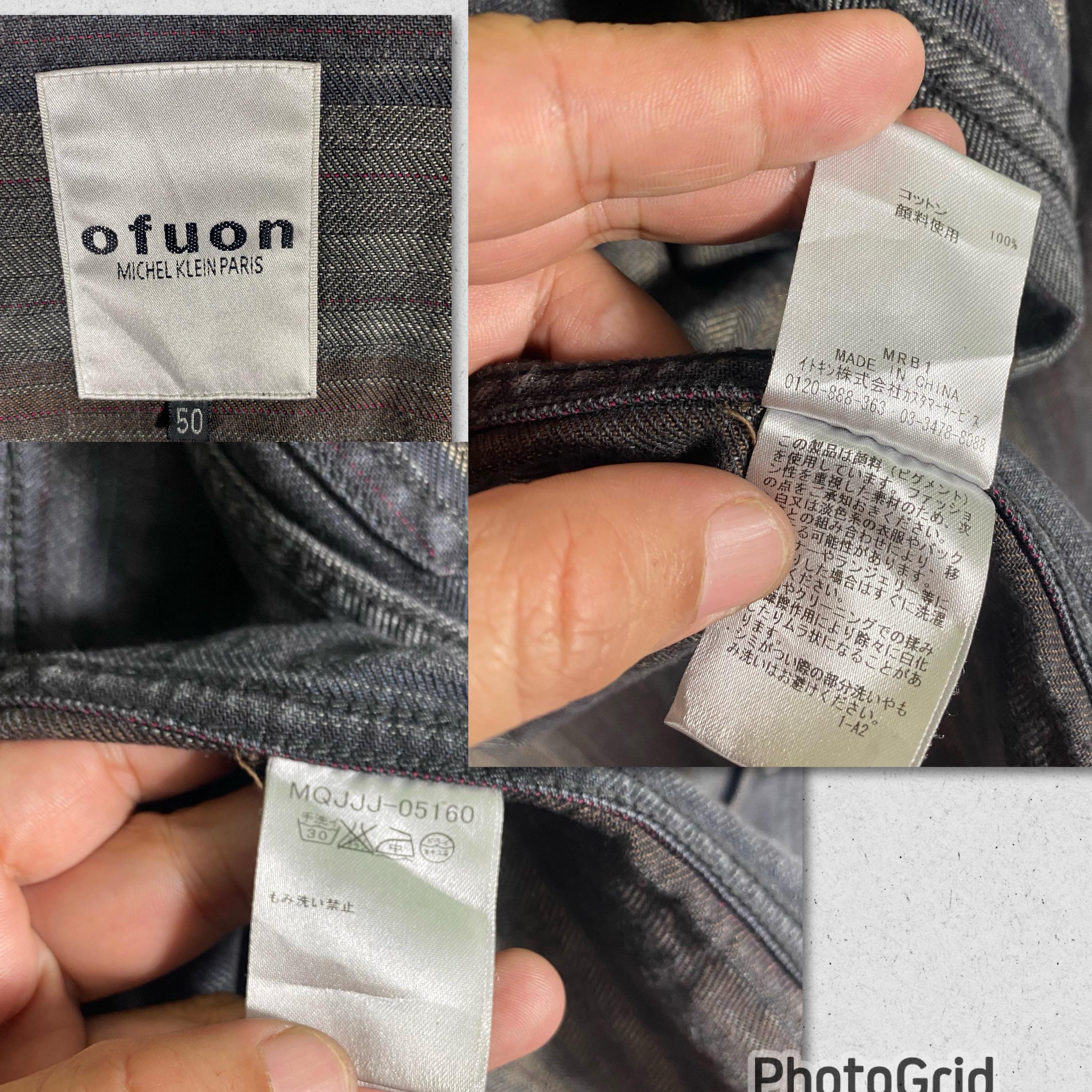 Ofuon Michel Klein Paris Striped Trucker Denim Jacket Size 50 Grey 