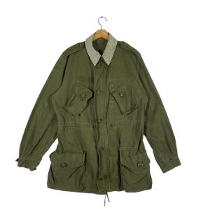 Vintage 70s OG 107 Military Coat: Green Army Jacket, M Size