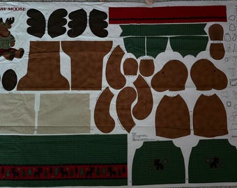 VIP Cranston Merry Moose Cut & Sew Fabric Panel Plaid Stuffed Christmas Country Toy