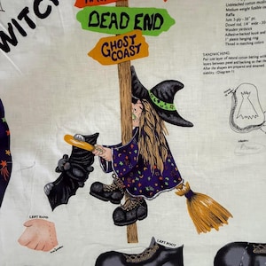 Which Way Witch Fabric Panel Spring Industries, Halloween Toy / Wall Decor Pattern printed on Cotton