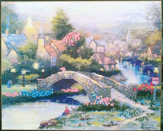 Embellished Cross Stitch Kit Vintage 2000 Sealed 10 x 8 On Sale Candamar Designs Lamplight Village Thomas Kinkade