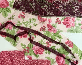 Doll Clothing craft kit, Kid's Craft, cotton fabric, lace and buttons set, Scrapbooking / Sewing / Slow Stitch supplies and notions