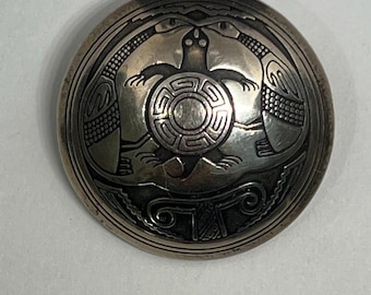 Vintage Sterling Silver Turtle and Geese Brooch mascot TSM Hand Crafted Pin Ladies Fine Jewelry Holiday Birthday Gift