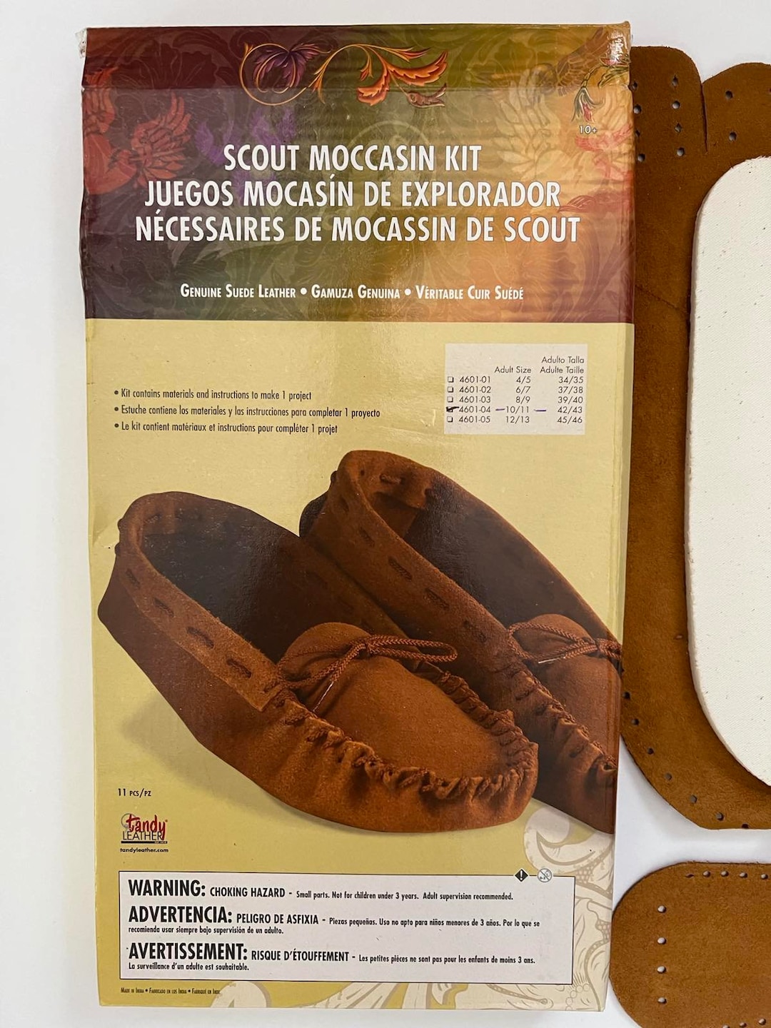 Scout Moccasin Kit, Genuine Suede Leather, DIY Shoes Size 4243 / 1011