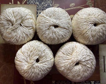 Lot of White AARLAN BRILLANTA crochet and knit Yarn Made in Switzerland - Cotton / Viscose