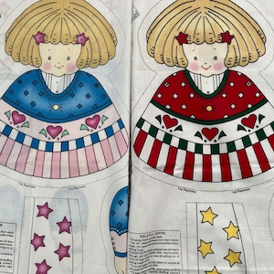 Starlight 7202 or Starbright 7222 Dolls Fabric Panel, Daisy Kingdom Stuffed toy sewing soft sculpture, vintage collectible, Cut Stuff n Sew