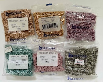 Czech seed beads Preciosa Ornela size 10 for bead embroidery and jewelry making, metal beads