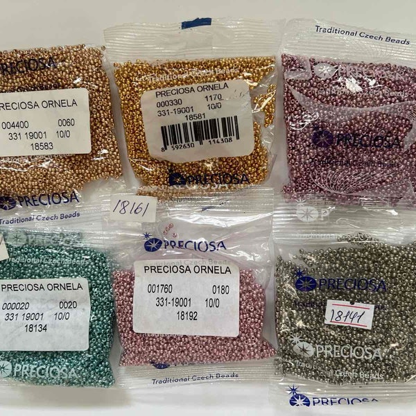 Czech seed beads Preciosa Ornela size 10 for bead embroidery and jewelry making, metal beads