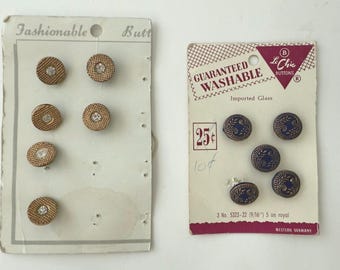 Vintage / Antic set of Buttons Le Chic Art Deco, Gold metal, shining rhinestones