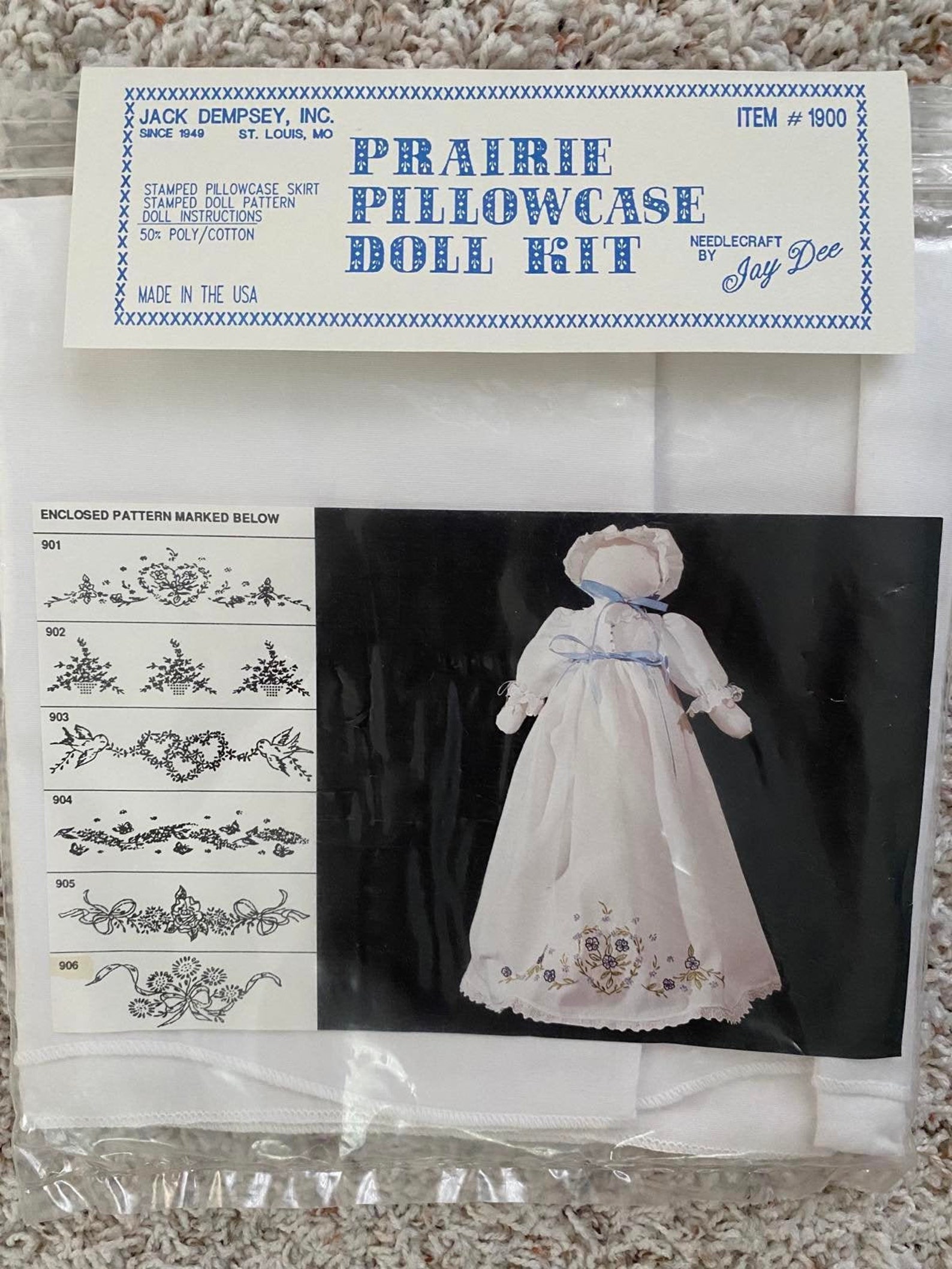Prairie Pillowcase Doll Kit No 1900, Jack Dempsey Needlecraft by Jay