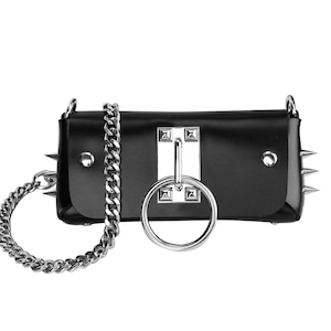 Leder Nieten Geldbörse, Nieten Tasche, Gothic Crossbody Tasche, Nieten Handtasche, Punk Clutch, kleine Tasche mit Nieten für Frauen, Goth Abendtasche