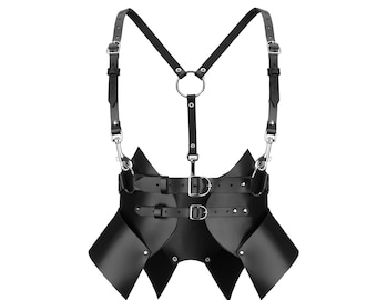 Handmade Leather Corset Belt with Harness Straps – Sculptural Waist Belt