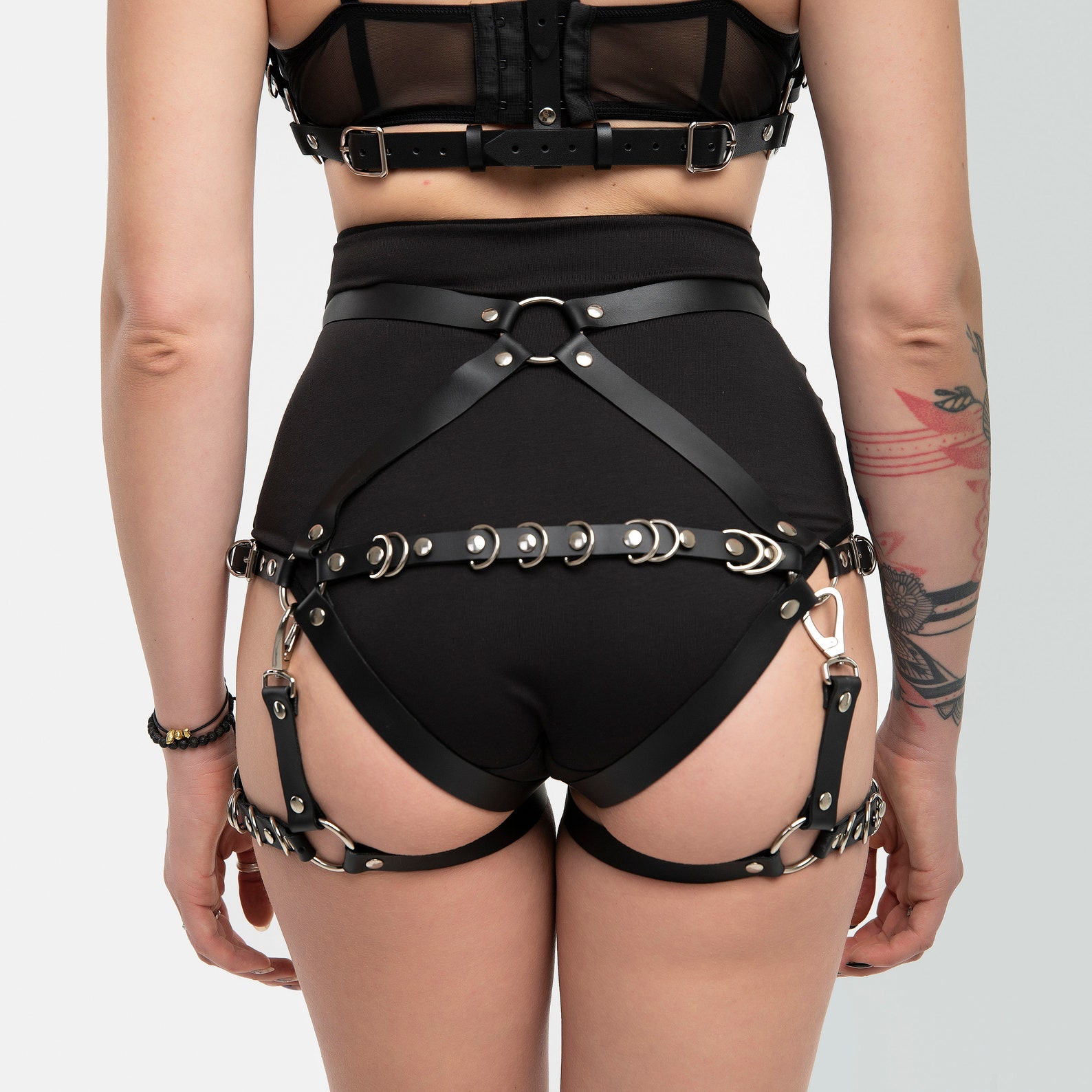 Leather Strap on Harness with Detachable Garters and Etsy