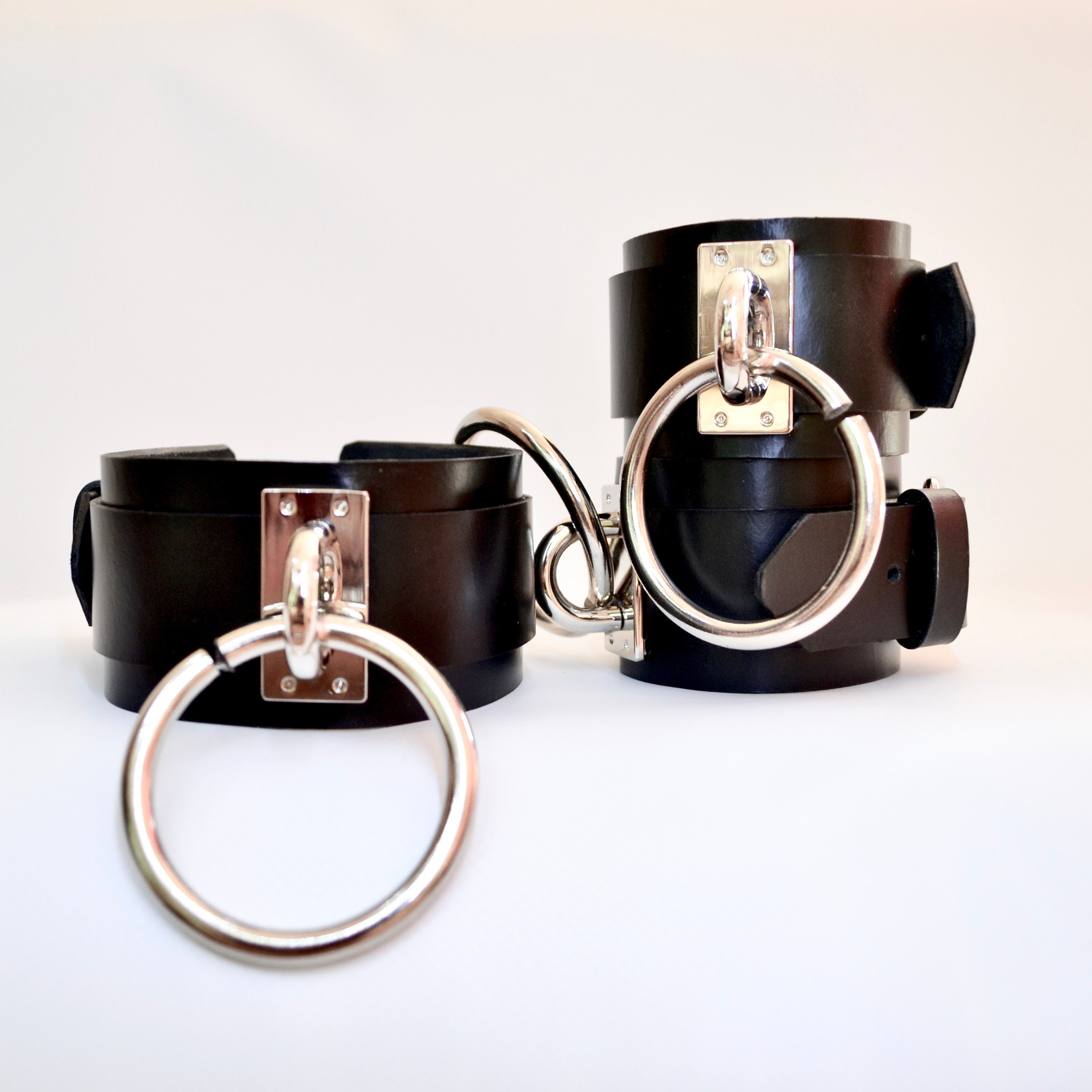 Leather Handcuffs Wrist And Ankle Cuffs Bdsm Restraints Etsy