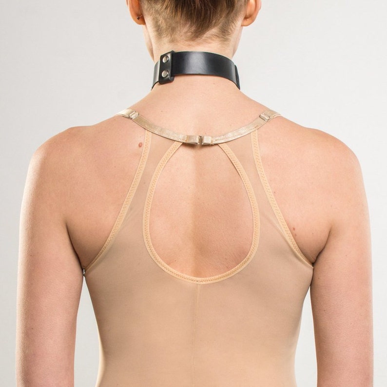 Minimalist Black Leather Collar Choker BDSM Collar Goth Bondage Fetish Kink