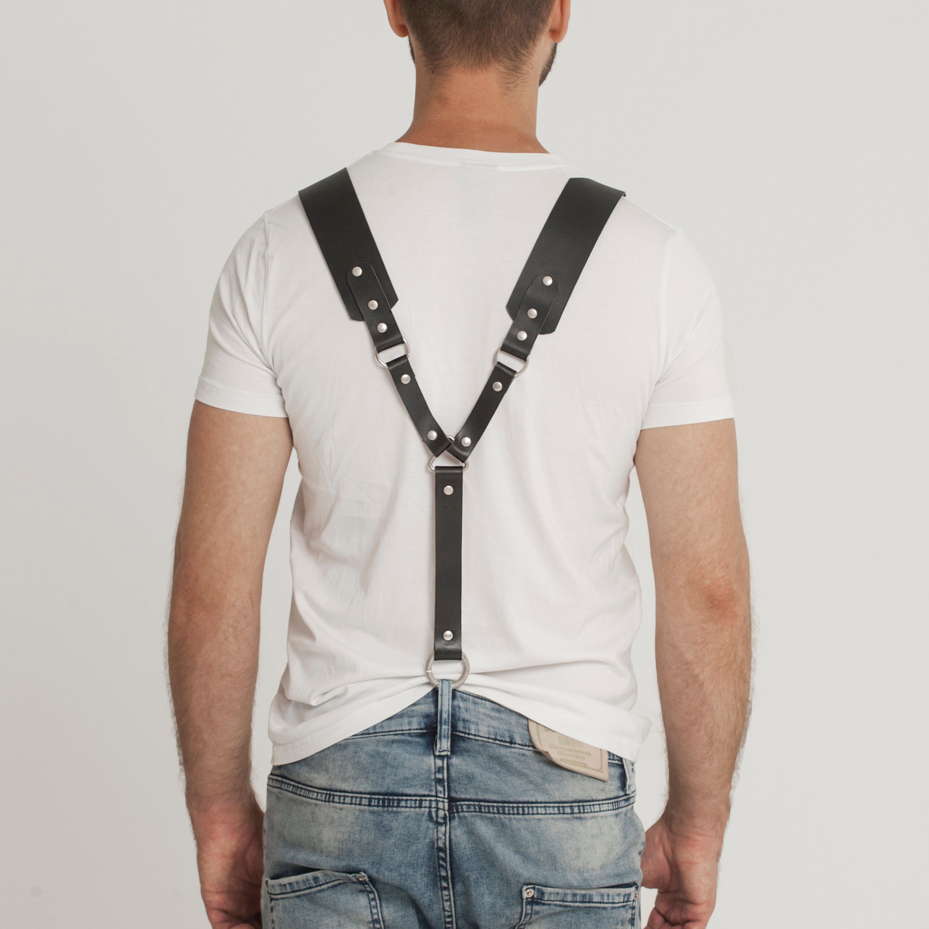 Men's Leather Harness Suspenders and Submissive Collar Set Etsy
