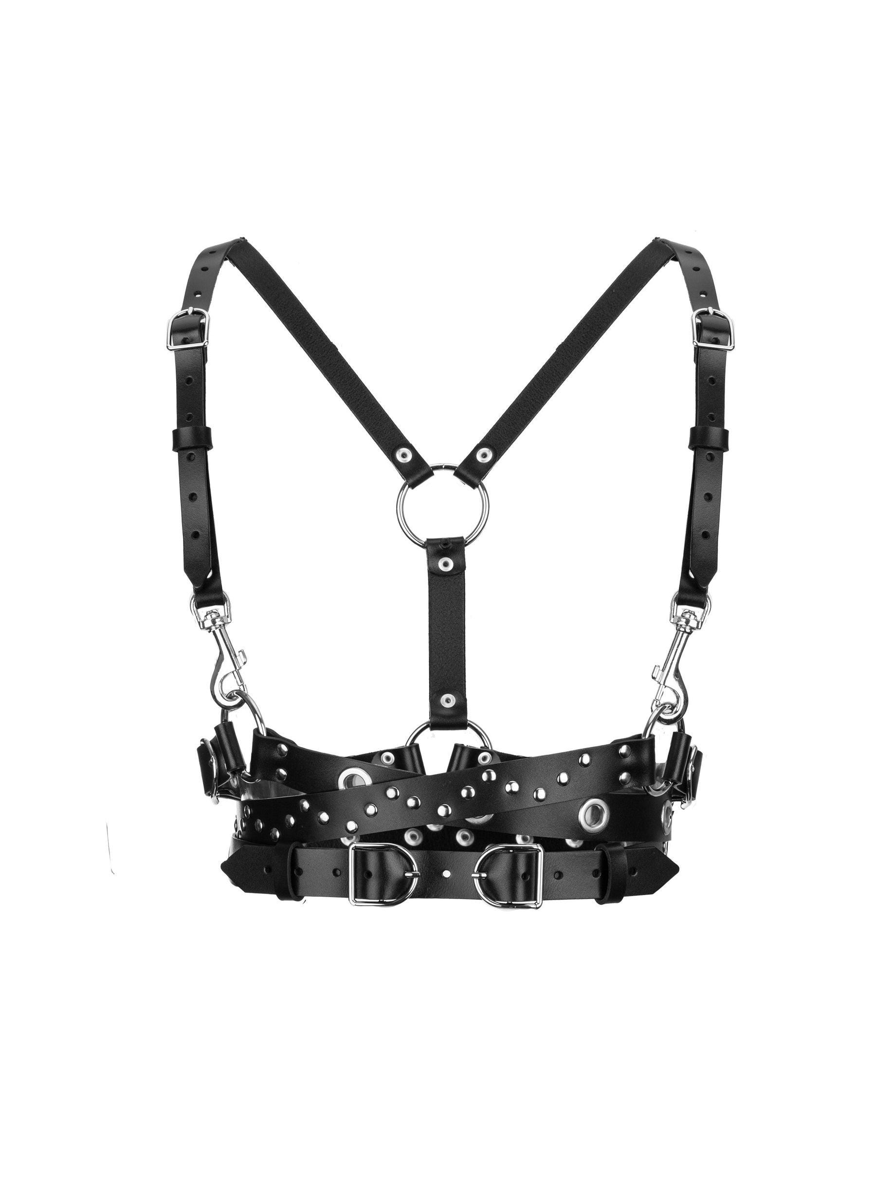 Women Leather Harness Belt Goth Plus Size Adjustable Body Strap Accessory Leather Body Harness – Plus Size Adjustable Belt – Fetish  main image 3