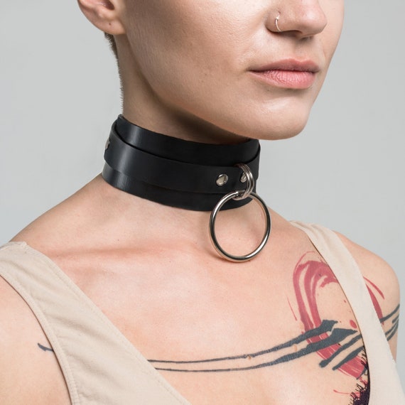 BDSM Collar / Black Leather Submissive Collar Etsy
