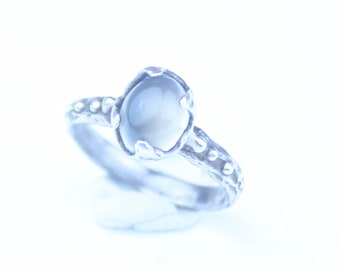 Cat's Eye Moonstone ring, rustic Sterling Silver ring, one of a kind jewelry