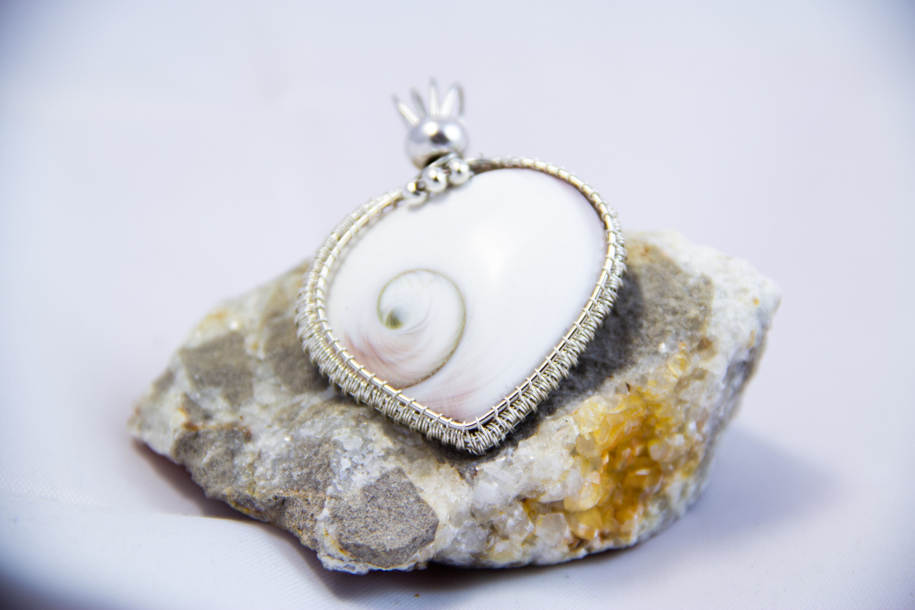 Cat's Eye shell wire wrapped pendant silver necklace Etsy