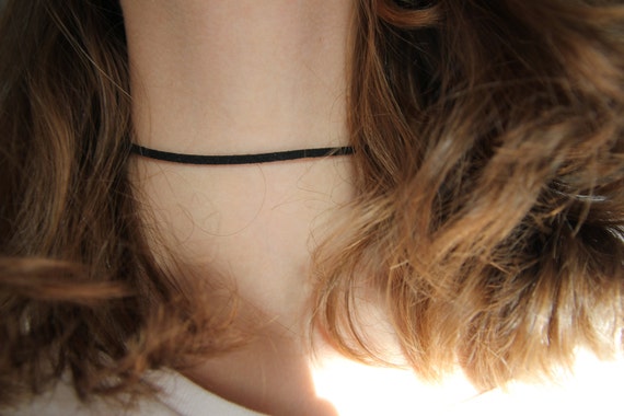 Single Choker Vegan Suede Tumblr Necklace Minimalist Etsy
