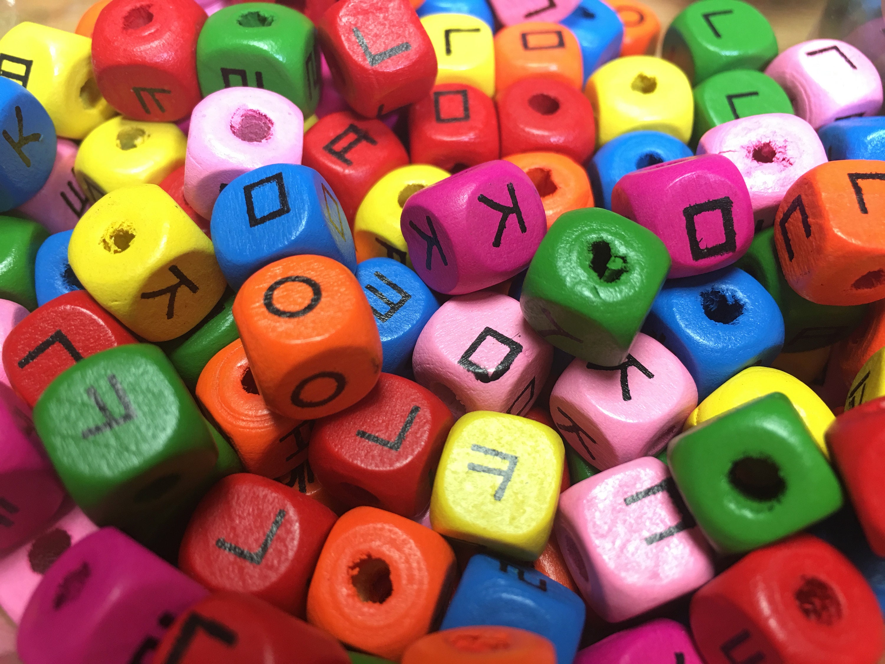 Wood Alphabet Beads / Large Wooden Square Cube (You Pick Letters or We, MiniatureSweet, Kawaii Resin Crafts, Decoden Cabochons Supplies