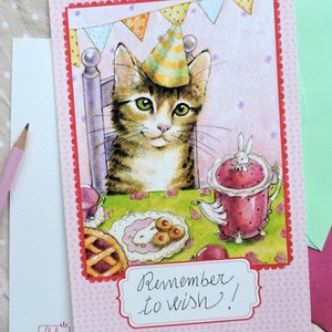 Illustrierte Postkarte mit Druck einer Originalzeichnung mit Katzen