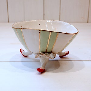 Green "Alice" bowl, handmade  porcelain; "Alice in Wonderland". Available now.