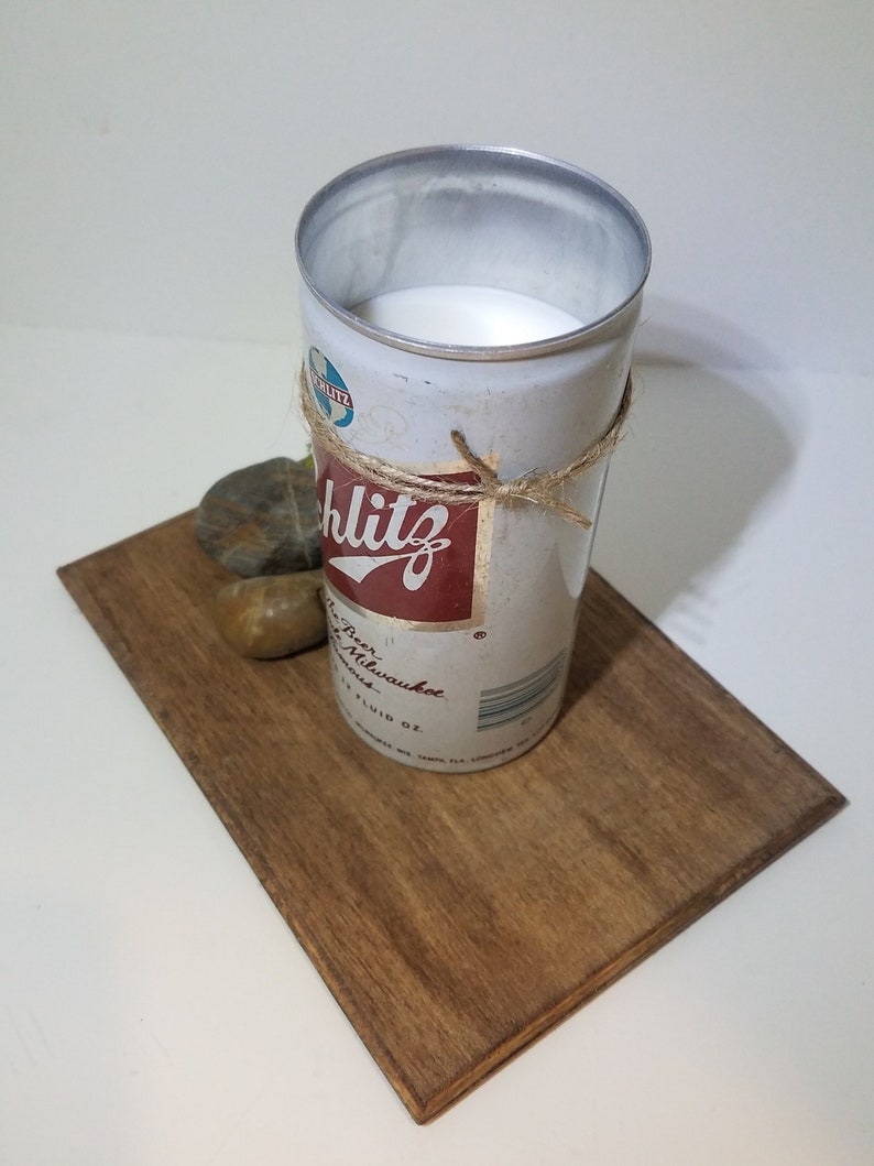 Man Cave Vintage Schlitz Beer Soy Candle Unique Gifts Wood Wick Birthday