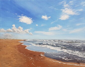 North Sea, hand-painted original picture, acrylic on canvas 24 x 30 cm