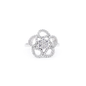 925 Cubic Zirconia Sterling Silver Floral Ring With Stones And Cutouts Birthday Mother&#39;s Day Gift Flower Ring For Her