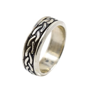925 Sterling Silver Band Celtic Ring Wedding Band For Him Unique Design On Black Background Ring.