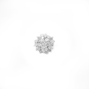 14K White Gold Diamond Flower Bouquet Snowflake Shaped Ring Anniversary Gift