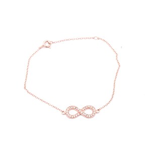 Personalized Infinity Chain Bracele Rose Gold Plated CZ bracelet - Jewellery Gift for girlfriend, lovers, wife