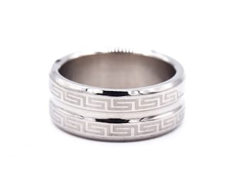 Roman Jewelry Stainless Steel Band with Feather Pattern 