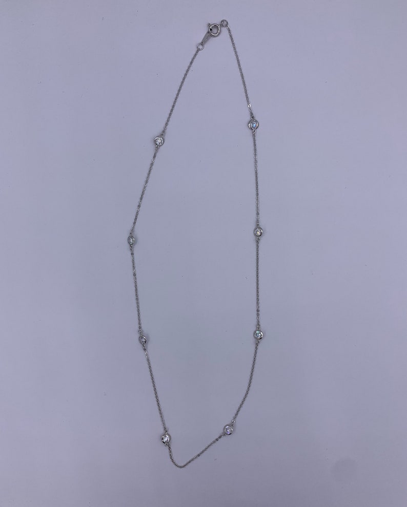 Diamond by the Yard Necklace 925 Sterling Silver CZ Gift for her