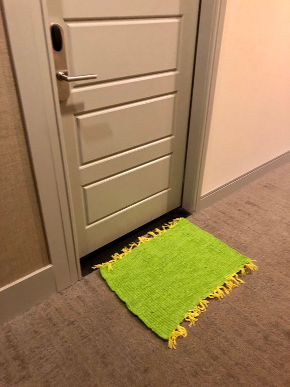 Lemon Lime Mat Handmade Doormat Kitchen Bathroom Shower Patio Indoor Outdoor Rug Wool And Acryllic
