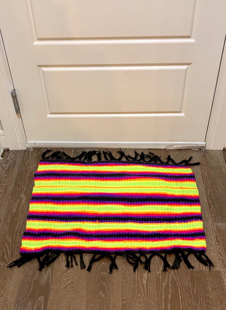 Mr bright Side striped mat, handmade doormat, kitchen, bathroom, shower