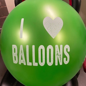 24 &quot;I Love Balloons - Globo de látex gigante de 24 pulgadas 2 pies 2 pies Looner Looners Latex Fetish