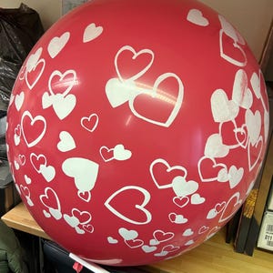40&quot; Hearts Print- 40 inch giant latex balloon Looner Looners Latex Fetish