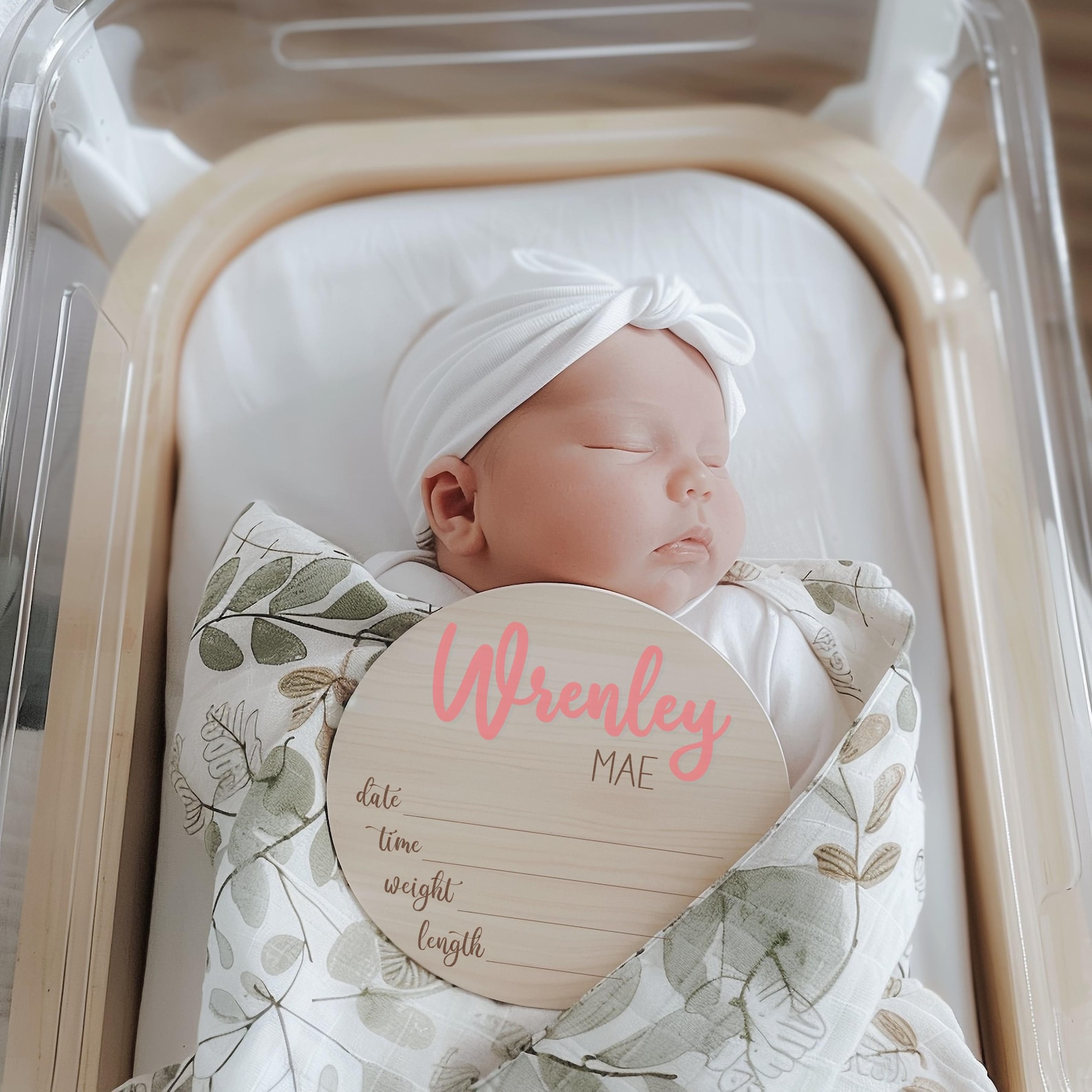 Baby Announcement Hospital Name Sign - Wooden Round Name Sign, Custom ...