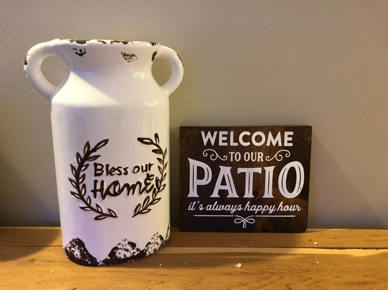 To Our Patio It's Always Happy Hour Wooden Sign Etsy