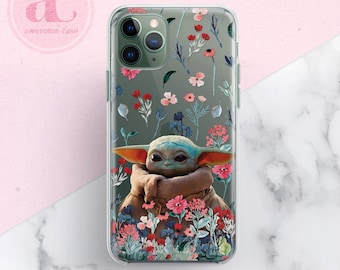 Cute Baby Yoda character on Case for iPhone 17 Air 17 Pro 16 Pro 15 Pro 14 Pro 13 Pro and Samsung S22 S23 S24 S25 Cases