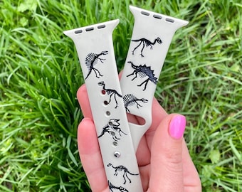Laser Engraved Dinosaurs Apple Watch Band: Silicone iWatch Strap