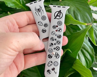 Heroes comics Laser Engraved Apple Watch band series 1-9 SE iWatch band 38 45mm Watch band Apple watch 42 44mm Watch strap Apple watch strap
