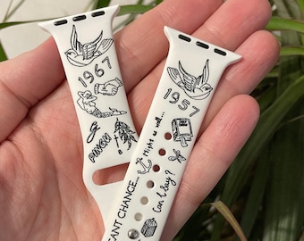 Bracelet Apple Watch gravé au laser Harry Tattoo pour 40 41 42 44 45 46 mm Bracelets iWatch pour Apple Watch Bracelet iWatch série 3 4 5 6 7 9 10