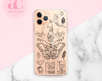 Harry Tattoo Style iPhone Case: Protective Silicone Cover for iPhone 17 Pro case, iPhone 16 Pro Case, iPhone 15 Pro Case, iPhone 17 Air case