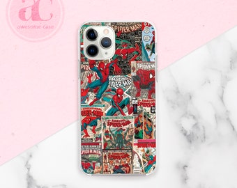 Funda protectora de silicona para iPhone con diseño de Spider-Man Comic Book